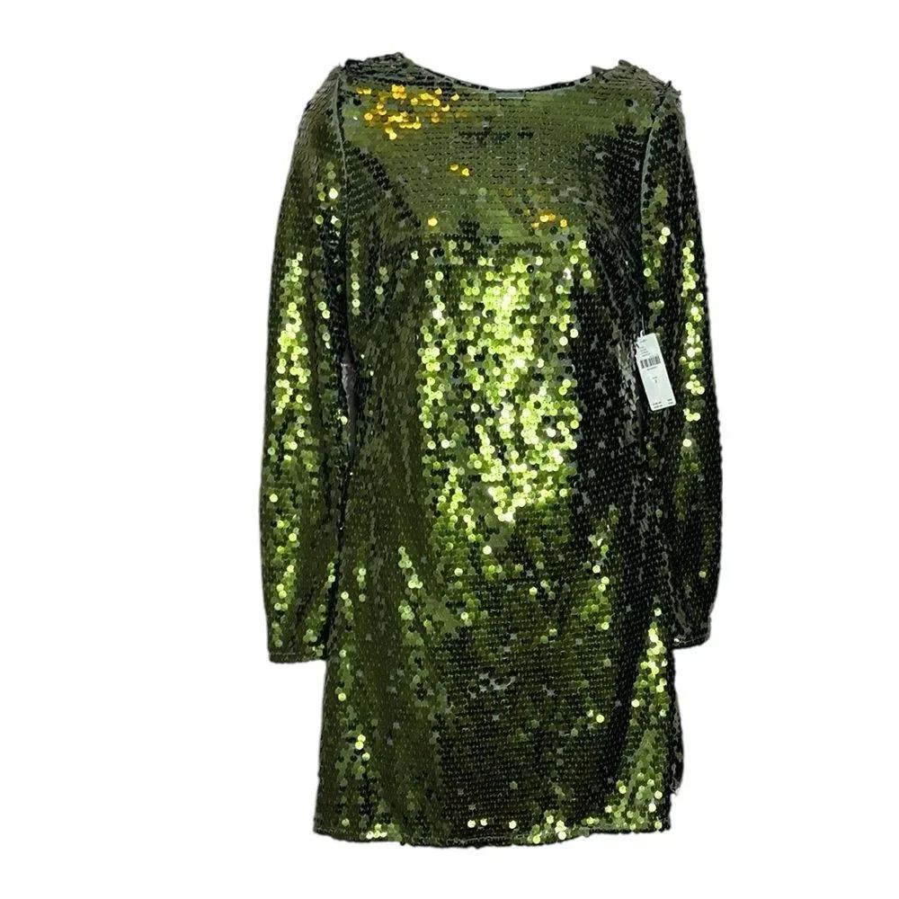 Anthropologie women’s 2 sequin drape back midi dress holiday celebration mermaid - Picture 2 of 7